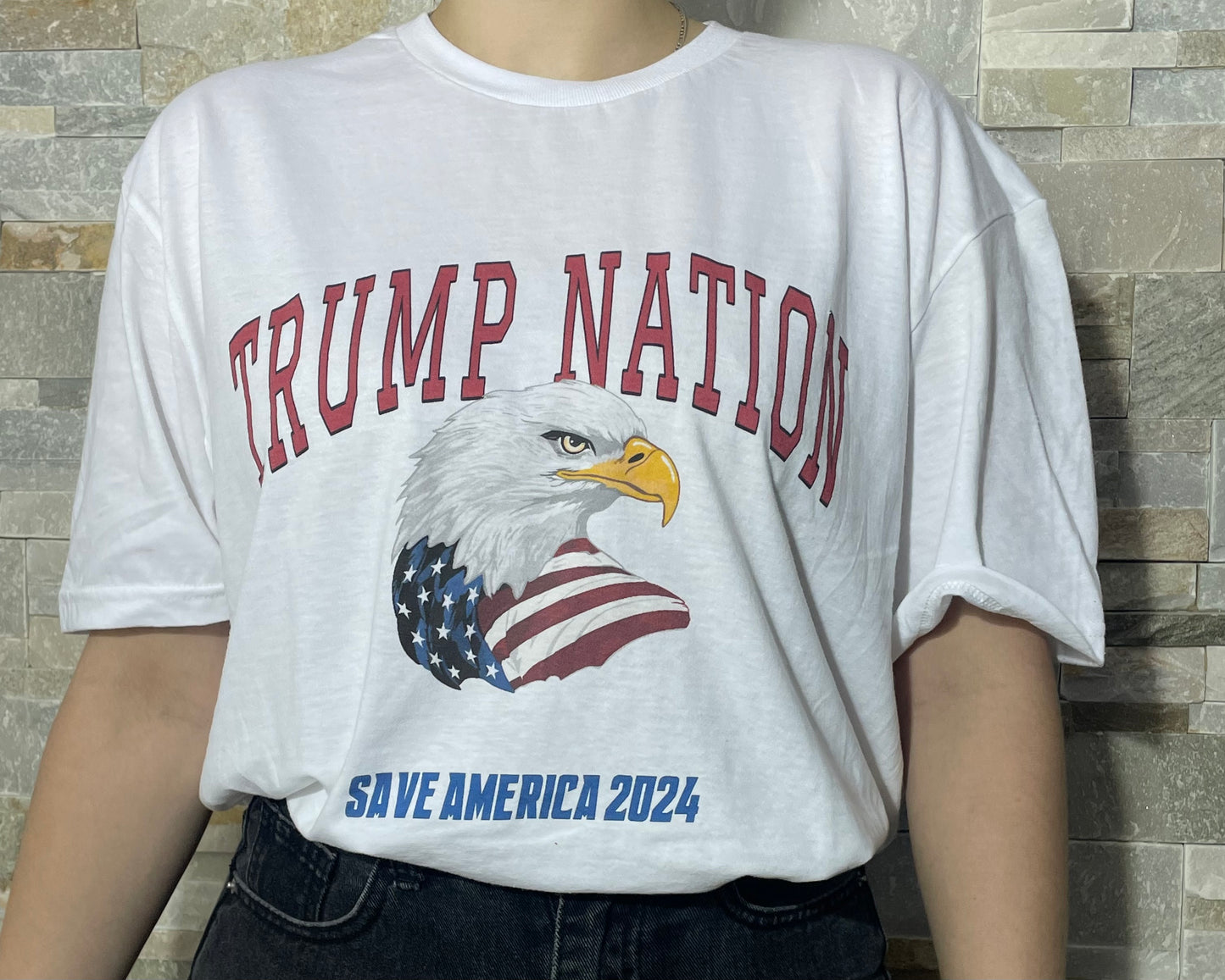 Save America 2024 White T-Shirt TRUMP NATION