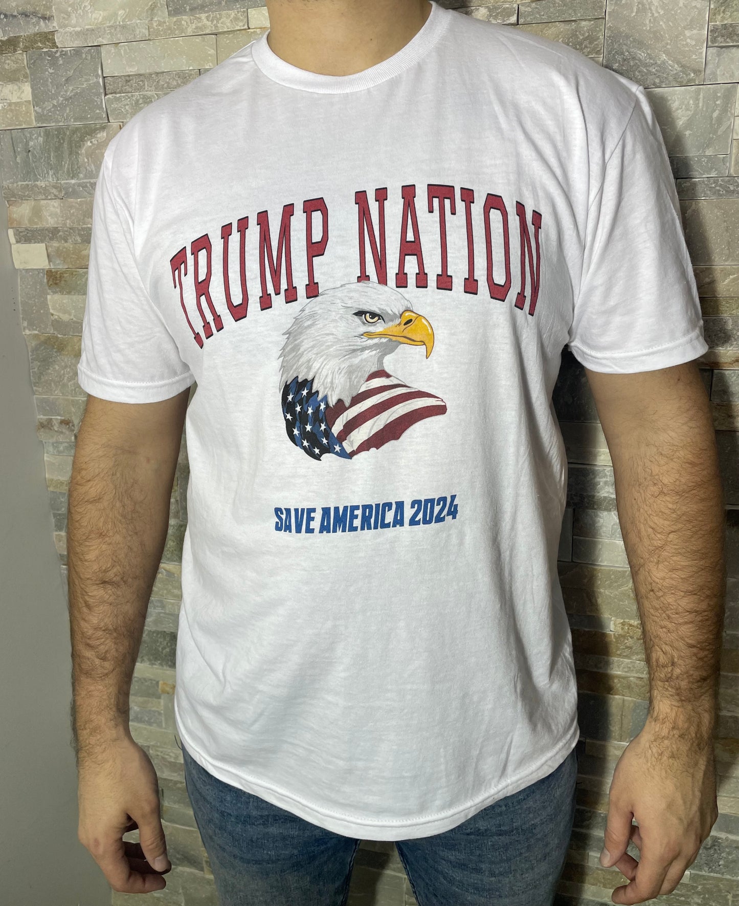 Save America 2024 White T-Shirt TRUMP NATION