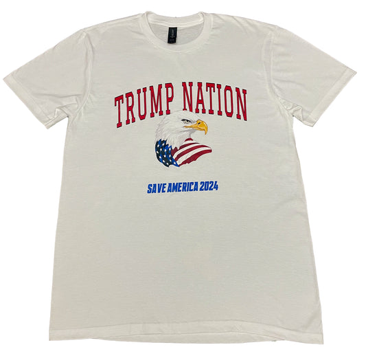 Save America 2024 White T-Shirt TRUMP NATION